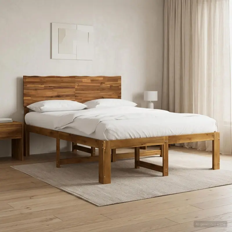 Vidaxl tweepersoonsbed met hoofdeinde rostock naturel 120 x 200 cm