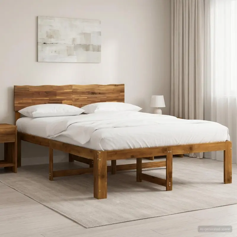 Vidaxl tweepersoonsbed met hoofdeinde rostock naturel 135 x 190 cm