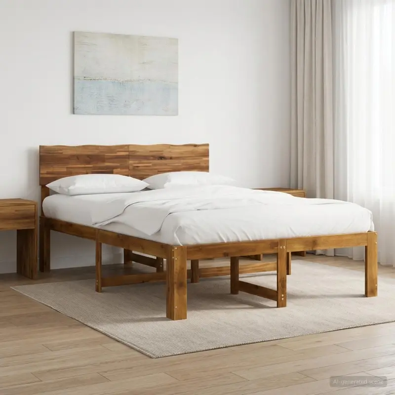 Vidaxl tweepersoonsbed met hoofdeinde rostock naturel 137 x 190 cm