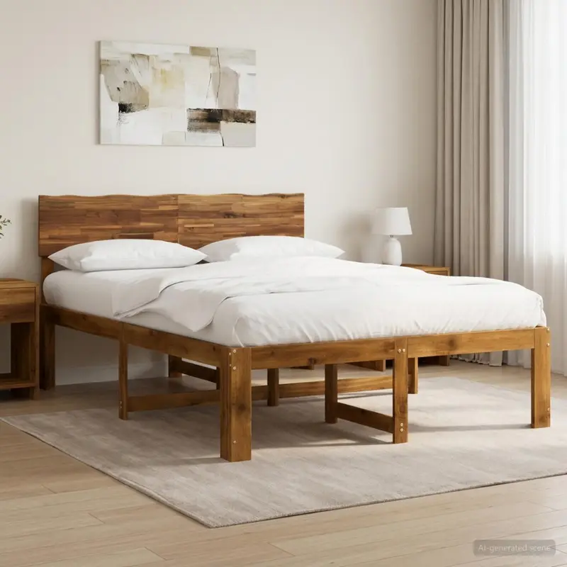 Vidaxl tweepersoonsbed met hoofdeinde rostock naturel 137 x 190 cm
