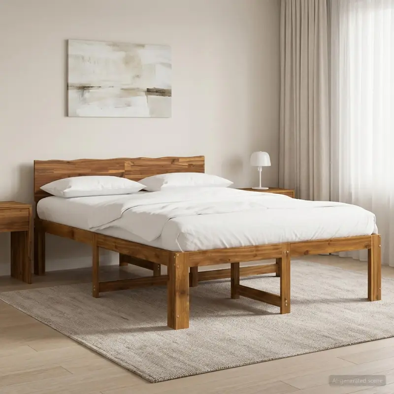 Vidaxl tweepersoonsbed met hoofdeinde rostock naturel 140 x 190 cm