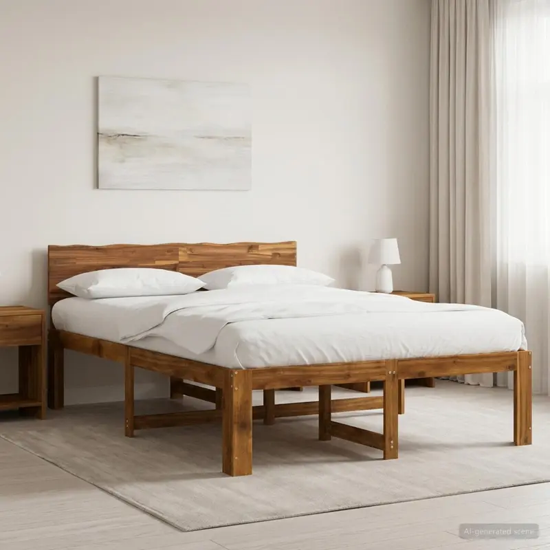 Vidaxl tweepersoonsbed met hoofdeinde rostock naturel 140 x 200 cm
