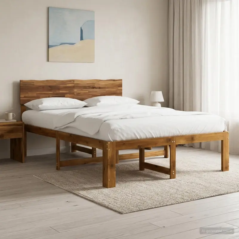 Vidaxl tweepersoonsbed met hoofdeinde rostock naturel 140 x 200 cm