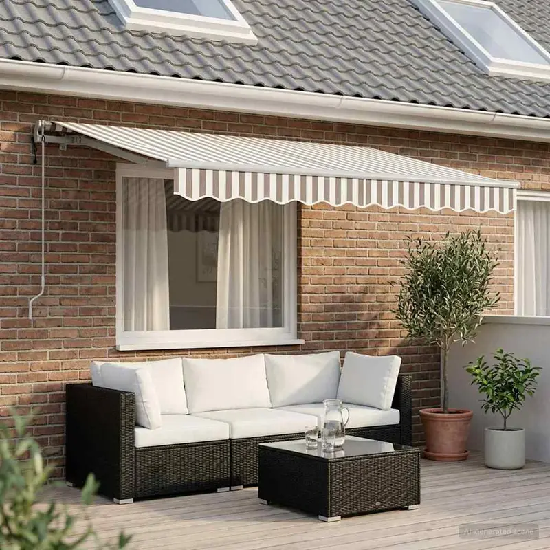 Vidaxl uitschuifbare luifel lichtgrijs en wit. 300 x 250 cm