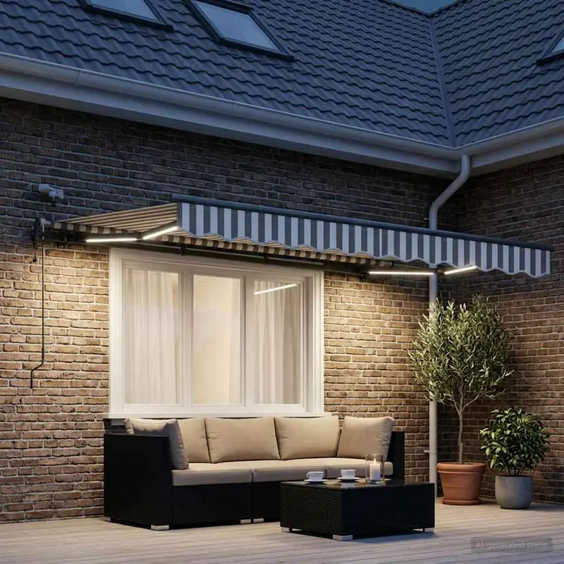 Vidaxl uitschuifbare luifel lichtgrijs en wit. 300 x 250 cm polyester