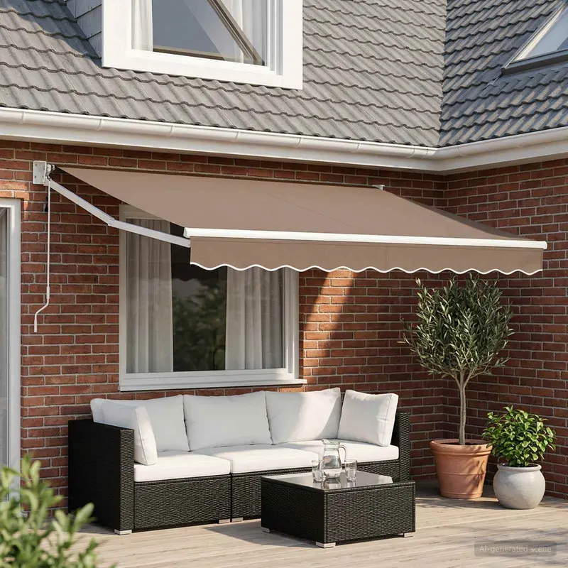 Vidaxl uitschuifbare luifel taupe 3,5 x 2 m polyester en metaal