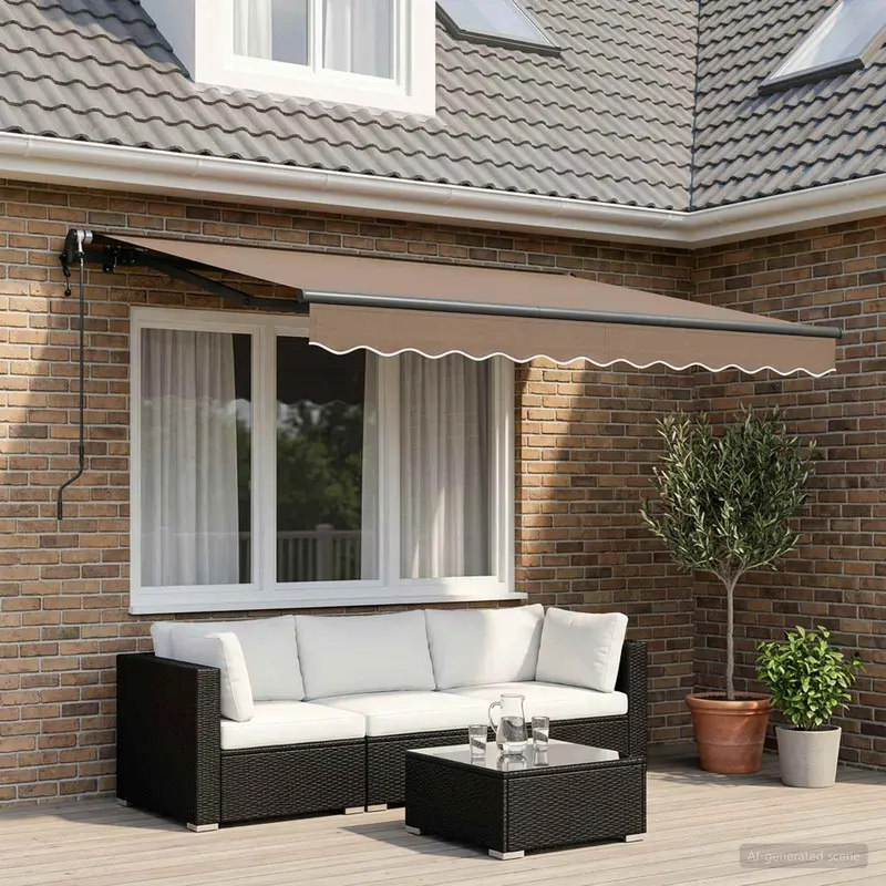 Vidaxl uitschuifbare luifel taupe 3,5 x 2 m stof
