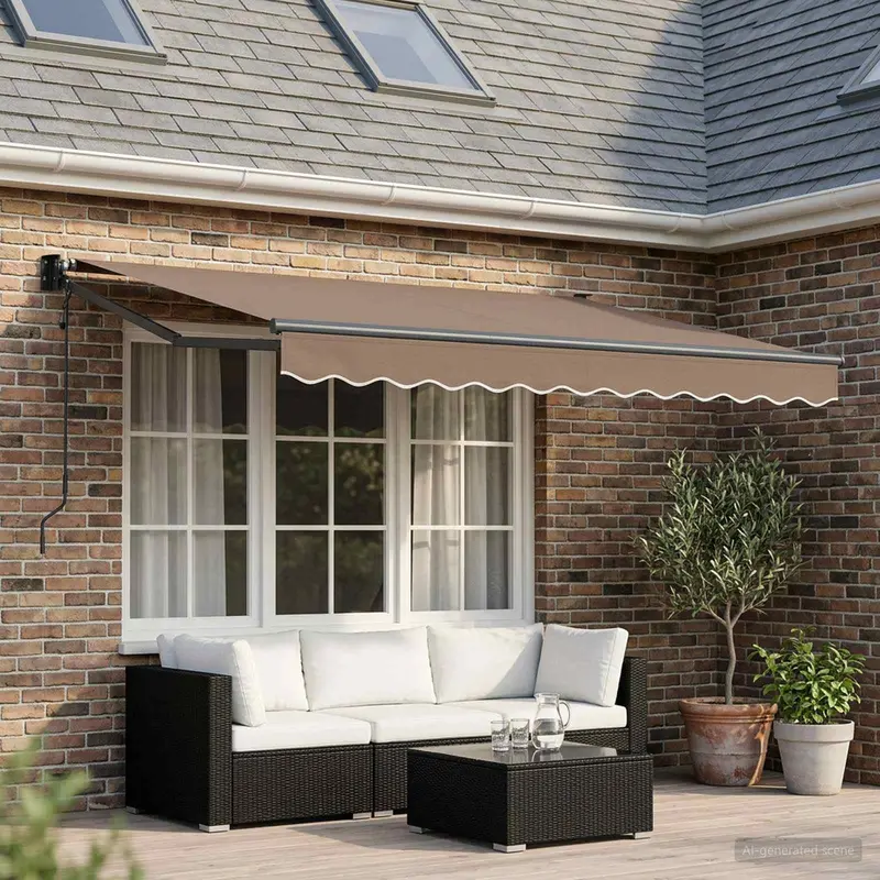 Vidaxl uitschuifbare luifel taupe 3 x 2,5 m polyester en metaal