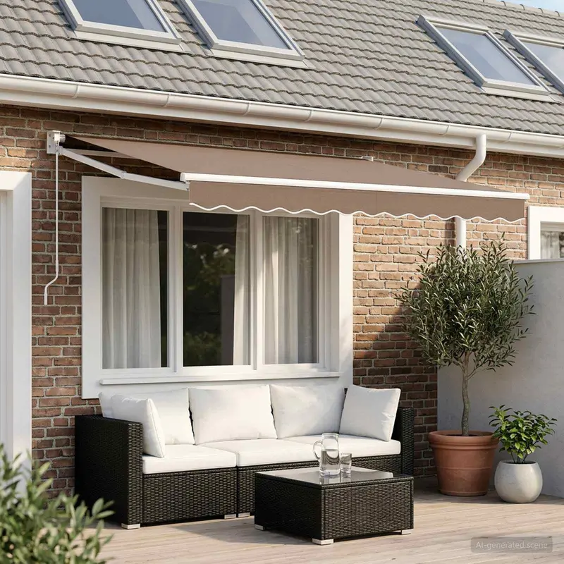 Vidaxl uitschuifbare luifel taupe 3 x 2,5 m