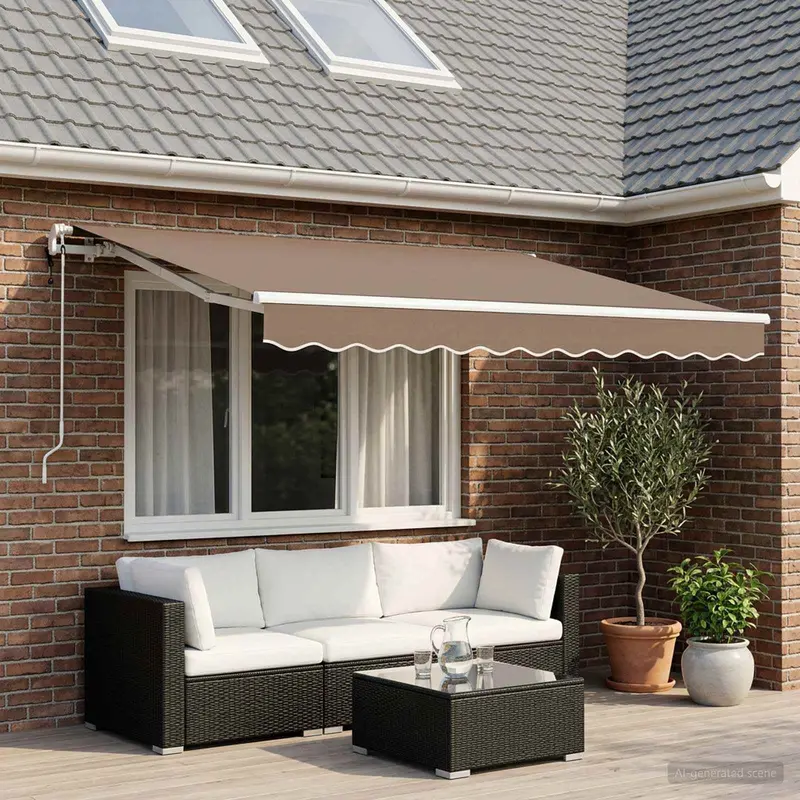 Vidaxl uitschuifbare luifel taupe 300 x 250 cm polyester