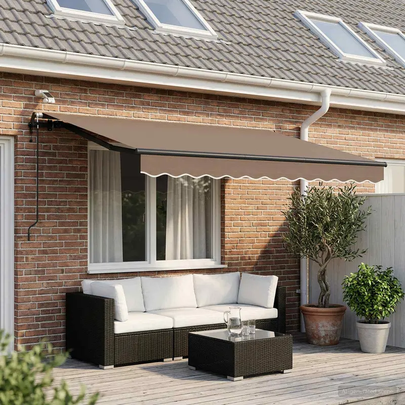 Vidaxl uitschuifbare luifel taupe 350 x 250 cm polyester