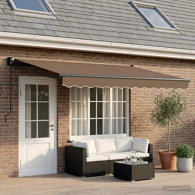 Vidaxl uitschuifbare luifel taupe 4,5 × 3 m