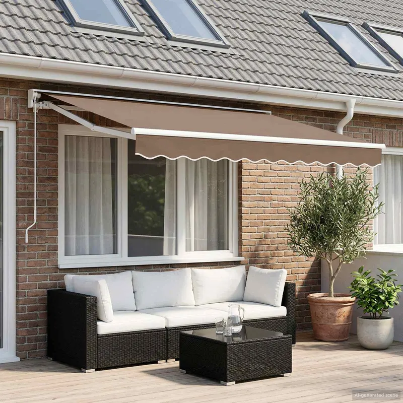 Vidaxl uitschuifbare luifel taupe 4 x 2 m polyester en aluminium