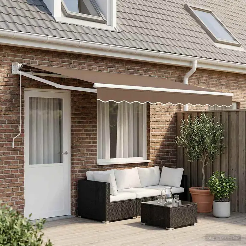 Vidaxl uitschuifbare luifel taupe 4 x 2 m polyester en metaal