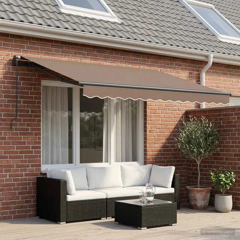 Vidaxl uitschuifbare luifel taupe 4 x 2 m stof