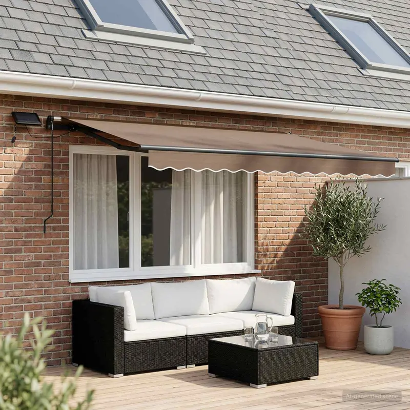 Vidaxl uitschuifbare luifel taupe 400 × 300 cm stof en aluminium