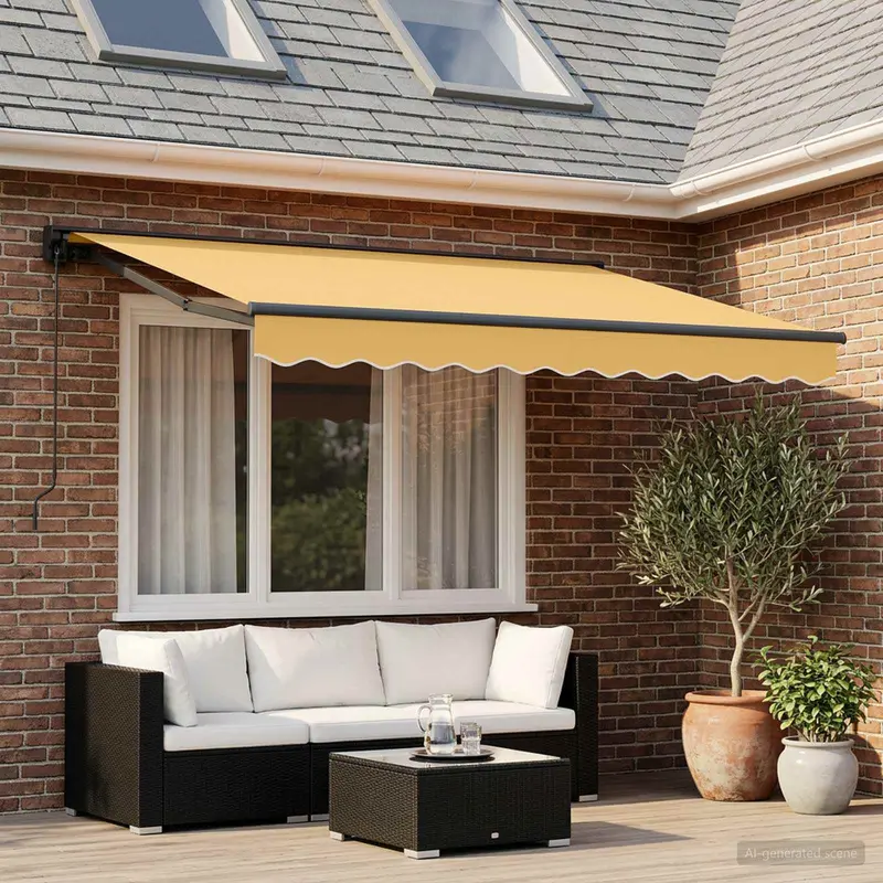 Vidaxl uitschuifbare luifel zand 3,5 x 2,5 m polyester en aluminium