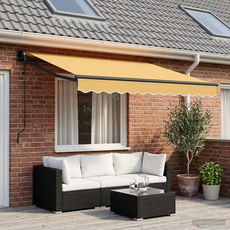 Vidaxl uitschuifbare luifel zand 3,5 x 2,5 m polyester en metaal