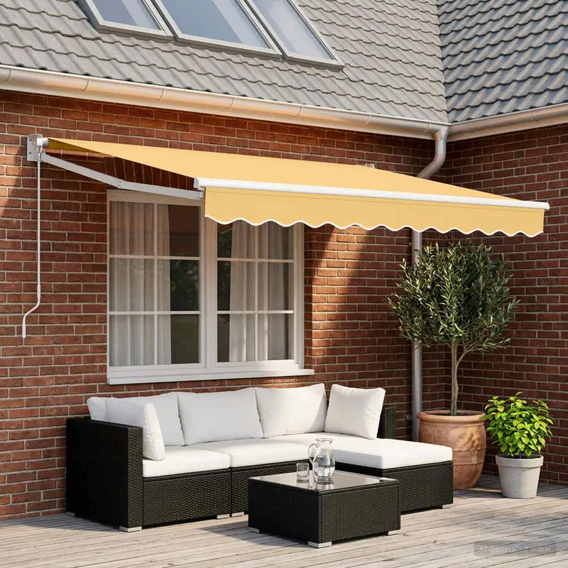 Vidaxl uitschuifbare luifel zand 3,5 x 2 m 100% polyester en aluminium