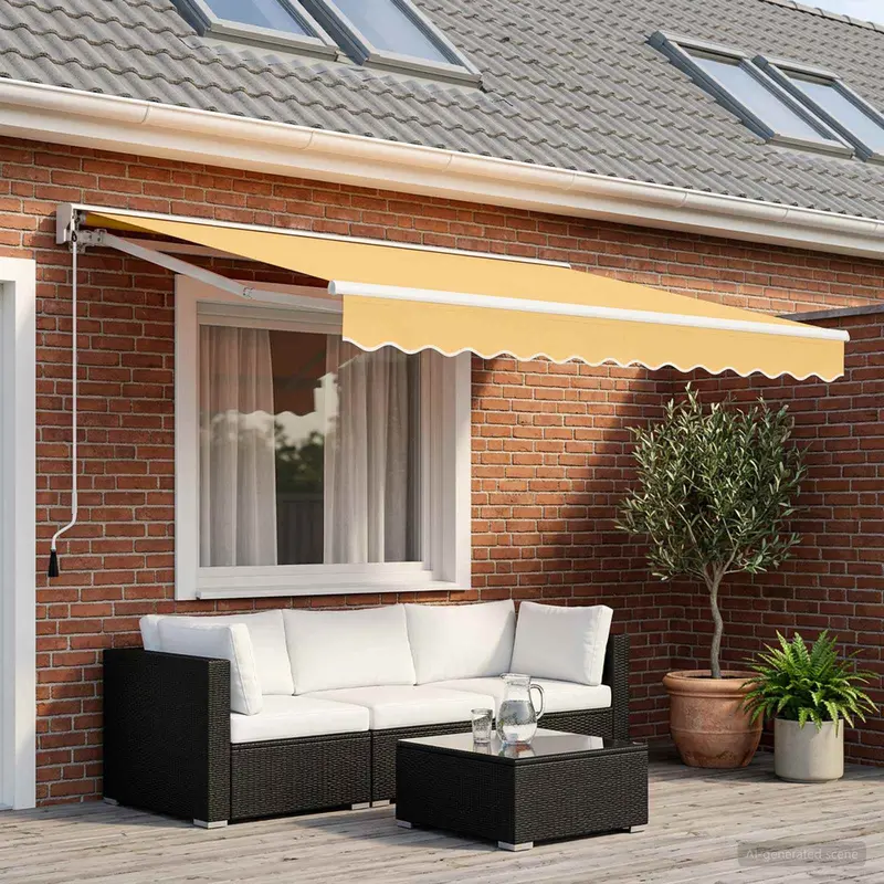 Vidaxl uitschuifbare luifel zand 3,5 x 2 m polyester en aluminium