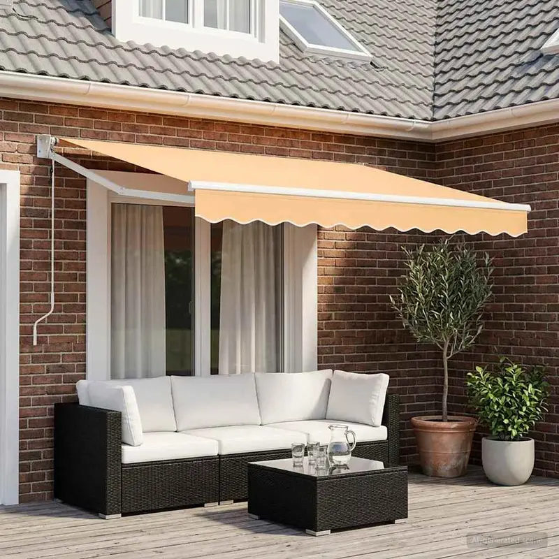 Vidaxl uitschuifbare luifel zand 3,5 x 2 m polyester en metaal