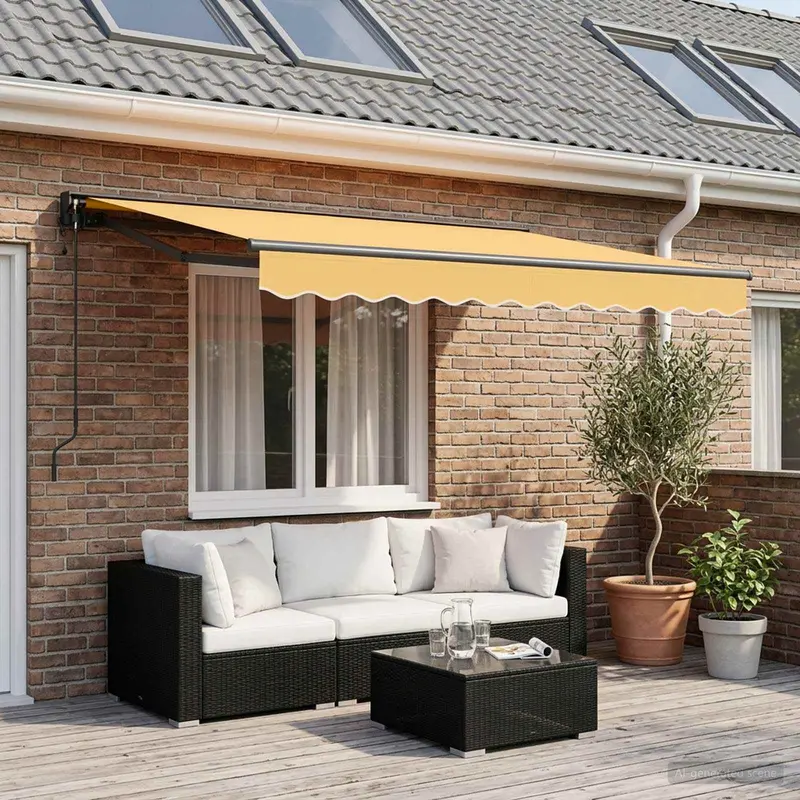 Vidaxl uitschuifbare luifel zand 3 x 2,5 m polyester en aluminium