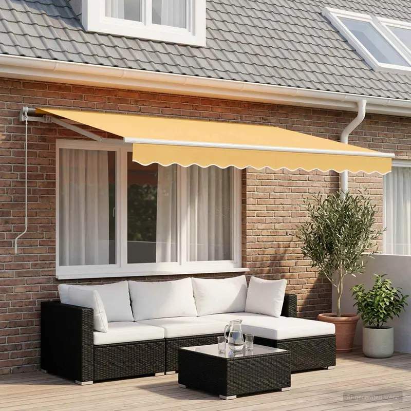 Vidaxl uitschuifbare luifel zand 3 x 2,5 m polyester en aluminium
