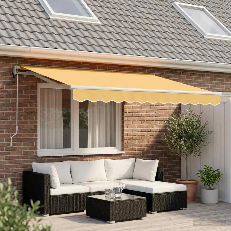 Vidaxl uitschuifbare luifel zand 350 x 250 cm stof en aluminium