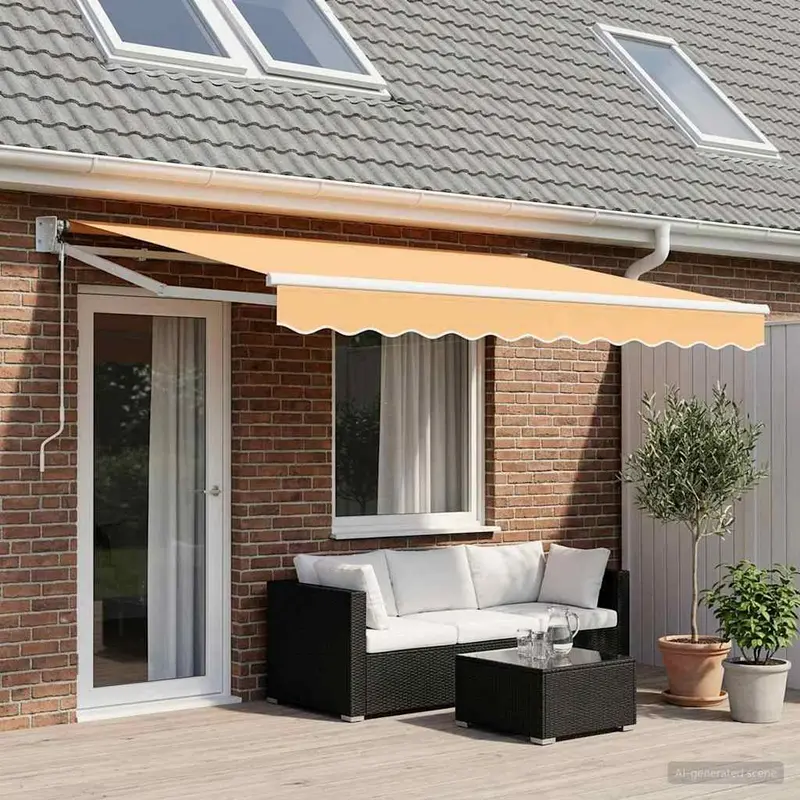 Vidaxl uitschuifbare luifel zand 4 × 3 m polyester en metaal