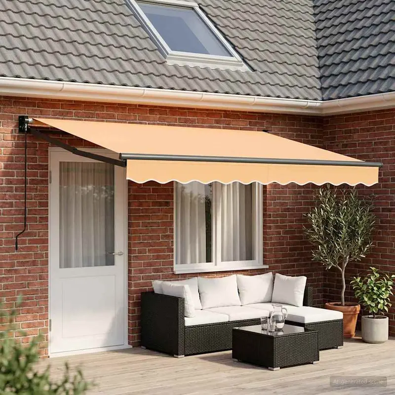 Vidaxl uitschuifbare luifel zand 4,5 × 3 m 100% polyester en aluminium