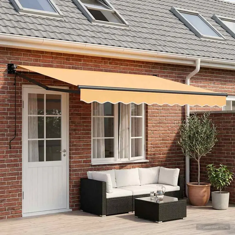 Vidaxl uitschuifbare luifel zand 4,5 × 3 m polyester en metaal