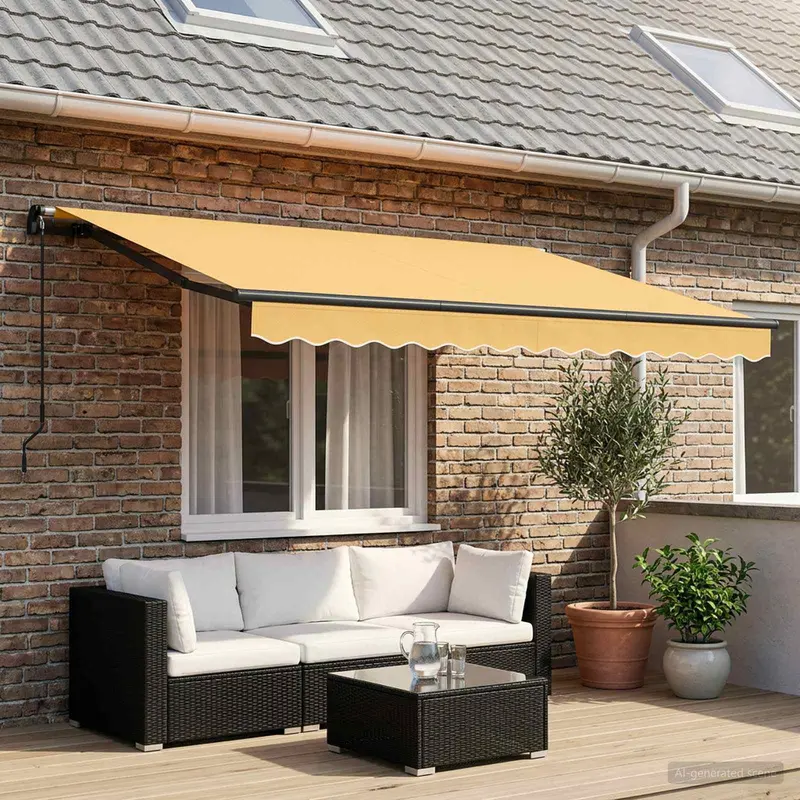 Vidaxl uitschuifbare luifel zand 400 × 300 cm polyester en aluminium
