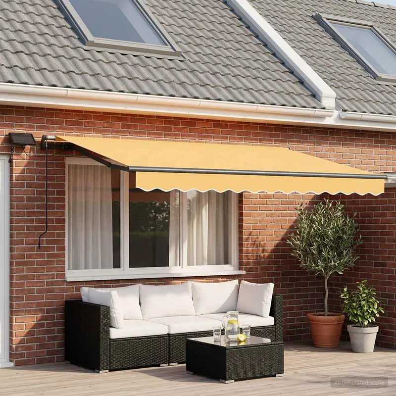 Vidaxl uitschuifbare luifel zand 400 × 300 cm stof en aluminium