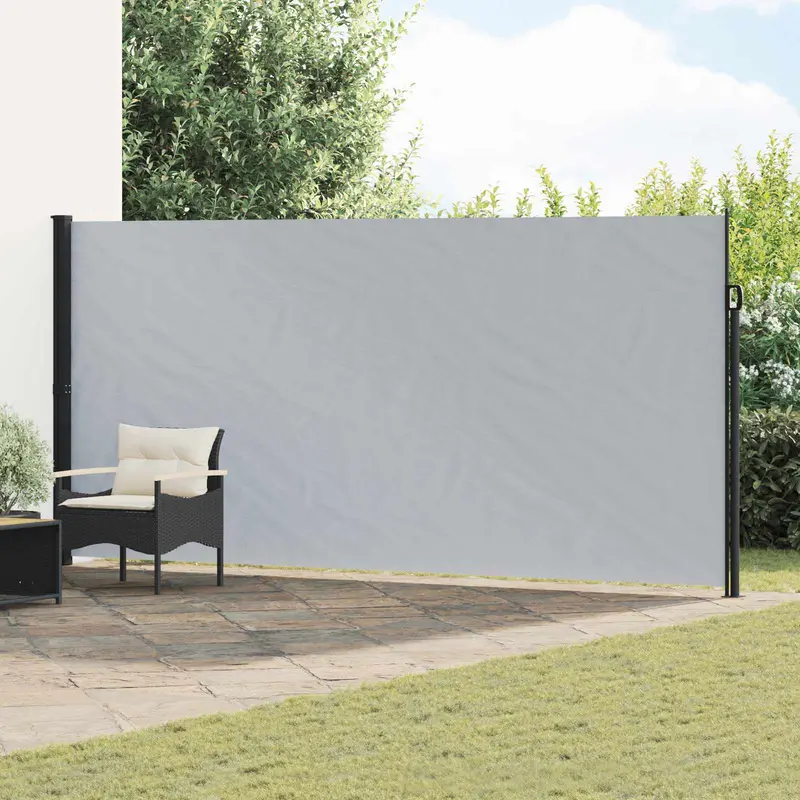 Vidaxl uittrekbaar zijscherm 600 x 200 cm polyester rechthoekig grijs