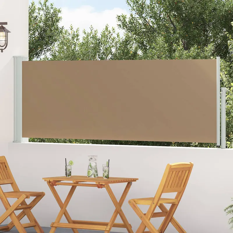 Vidaxl uittrekbaar zijscherm rechthoekig 500 x 100 cm polyester taupe
