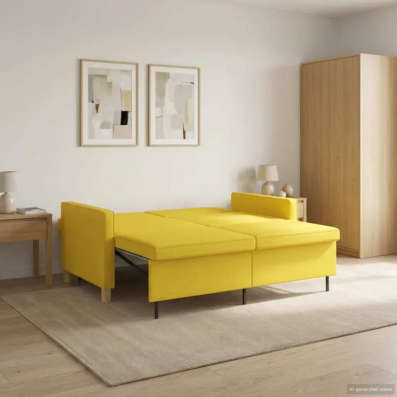 Vidaxl uittrekbare slaapbank lichtgeel 154 x 94,5 x 80,5 cm stof