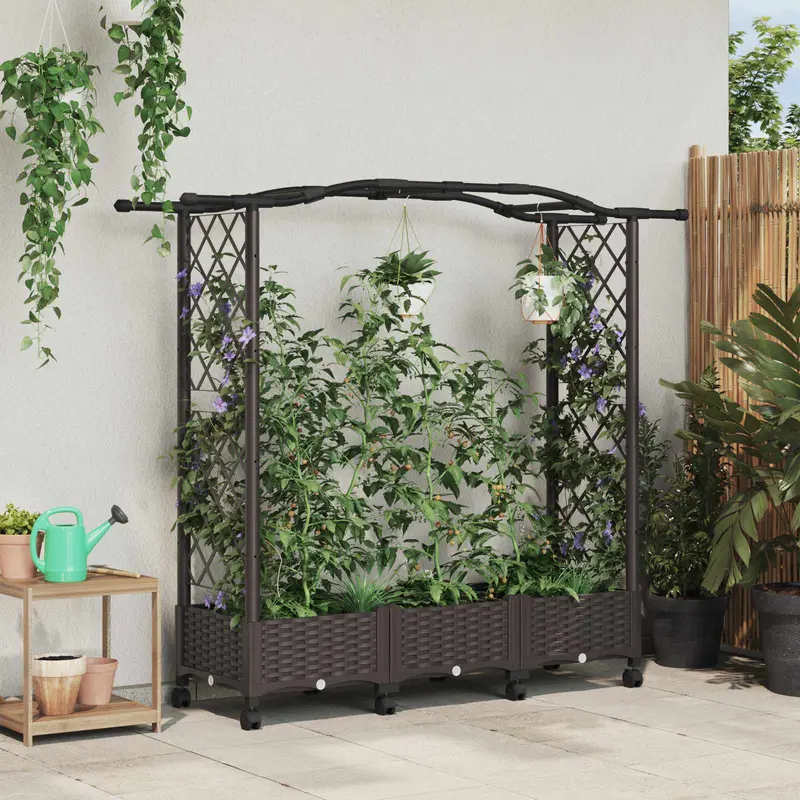 Vidaxl verhoogd bed met klimrek en wielen bruin 169 x 40 x 129 cm pp