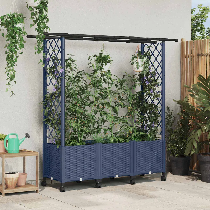 Vidaxl verhoogd bed met trellis en dak grijs 162,5 x 40 x 142 cm pp