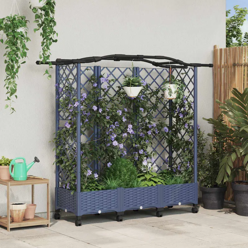 Vidaxl verhoogd bed met trellis en dak grijs 163 x 40 x 129 cm pp