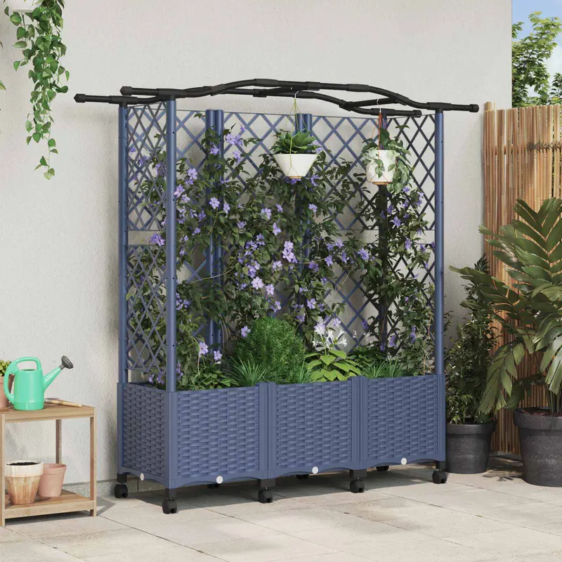 Vidaxl verhoogd bed met trellis en dak grijs 163 x 40 x 144 cm pp