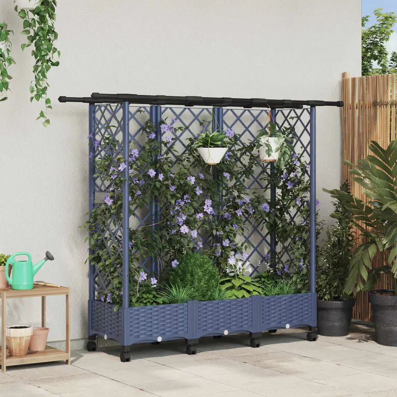 Vidaxl verhoogd bed met trellis en dak grijs 164 x 40 x 127 cm pp