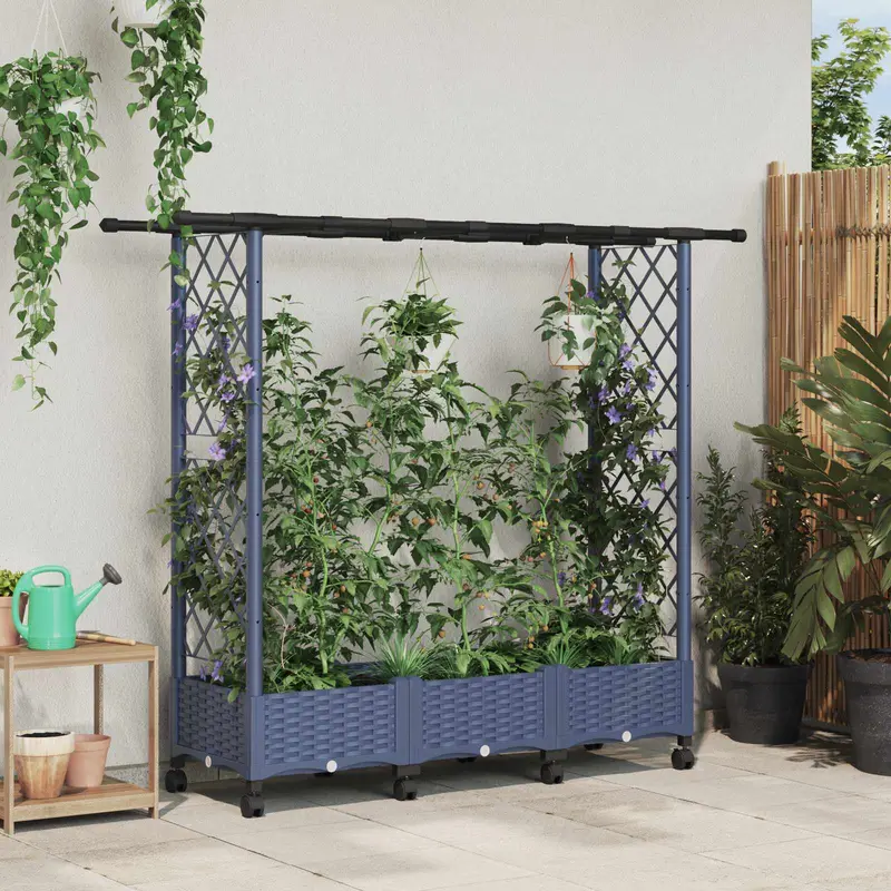 Vidaxl verhoogd bed met trellis en dak grijs 164 x 40 x 127 cm pp