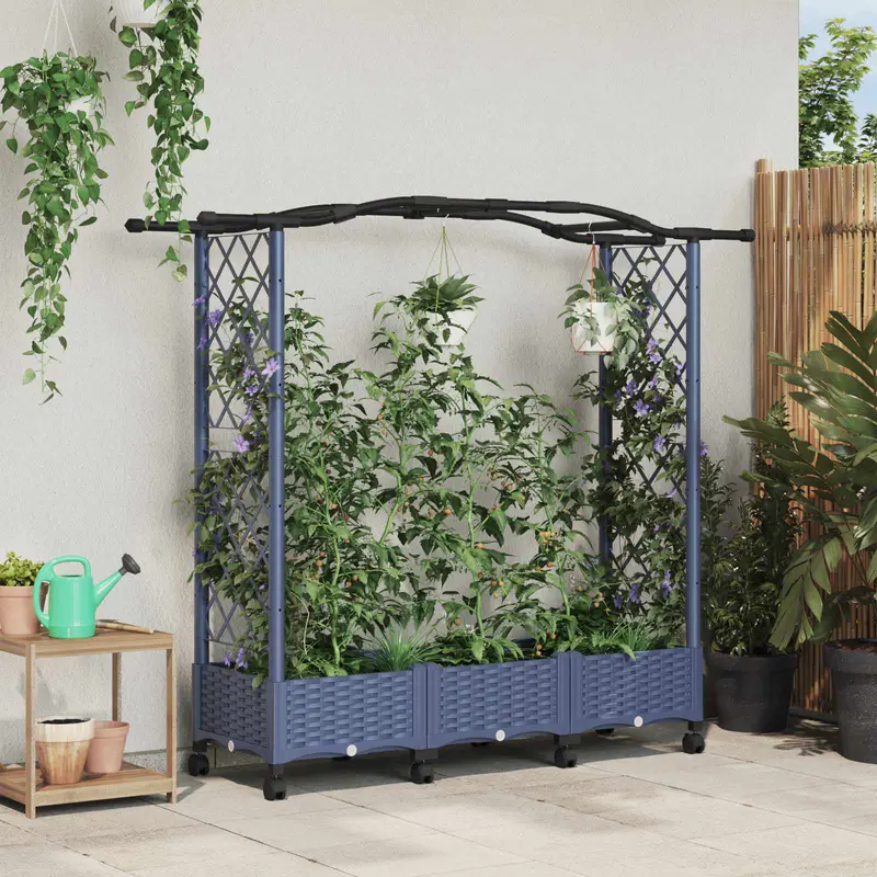 Vidaxl verhoogd bed met trellis en dak grijs 169 x 40 x 129 cm pp