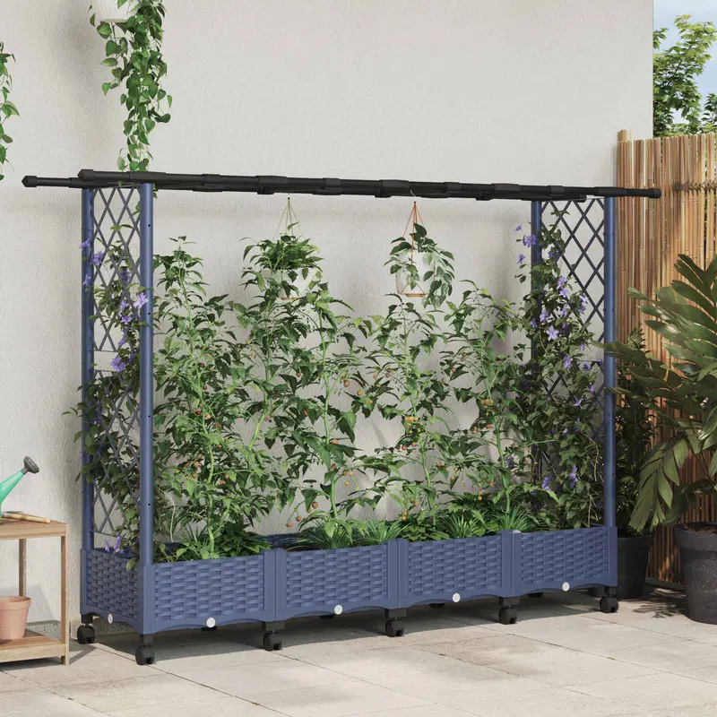 Vidaxl verhoogd bed met trellis en dak grijs 203 x 40 x 127 cm pp