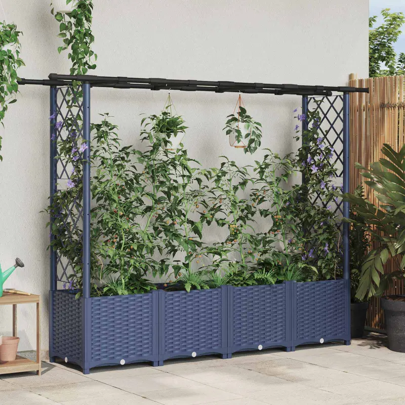 Vidaxl verhoogd bed met trellis en dak grijs 203 x 40 x 136 cm pp