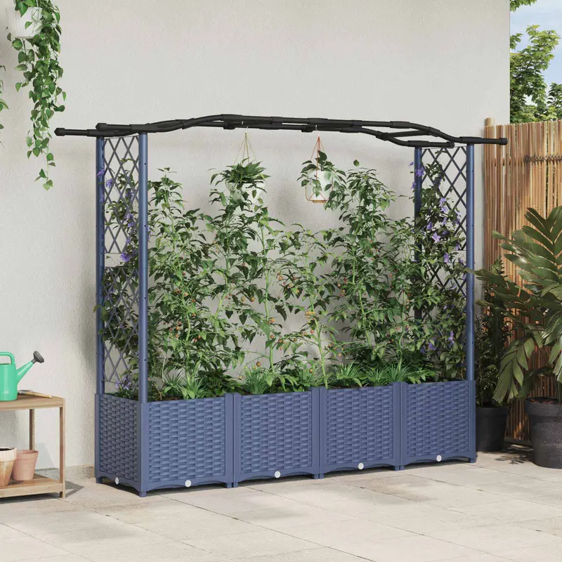 Vidaxl verhoogd bed met trellis en dak grijs 204 x 40 x 138 cm pp