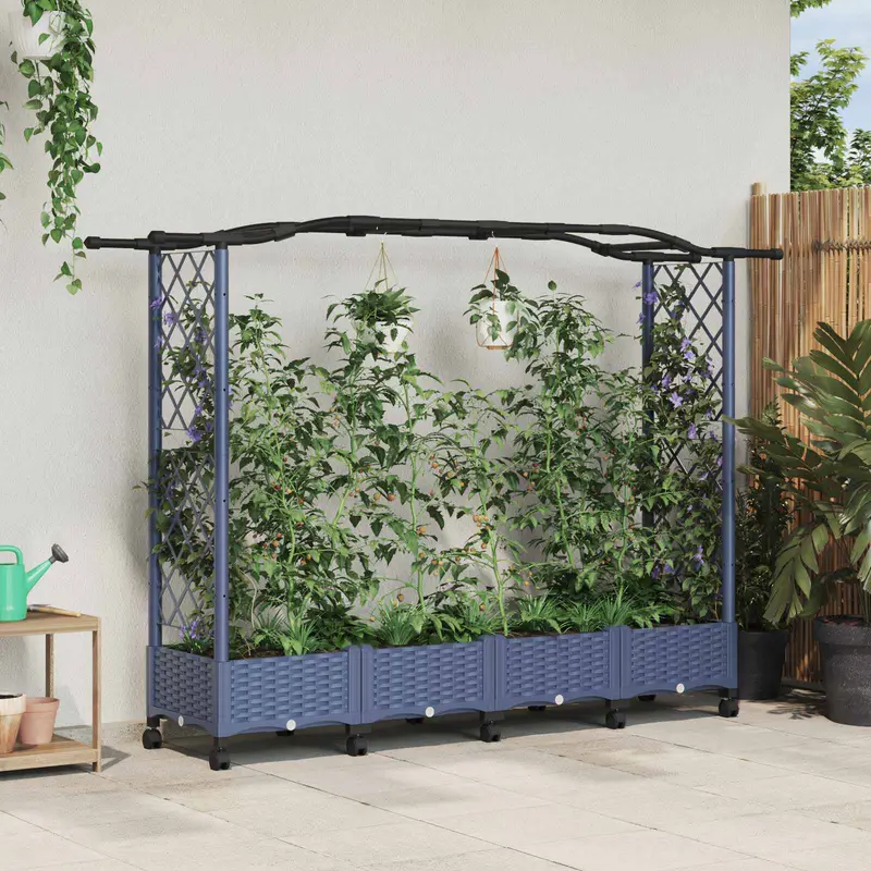 Vidaxl verhoogd bed met trellis en dak grijs 207 x 40 x 129 cm pp