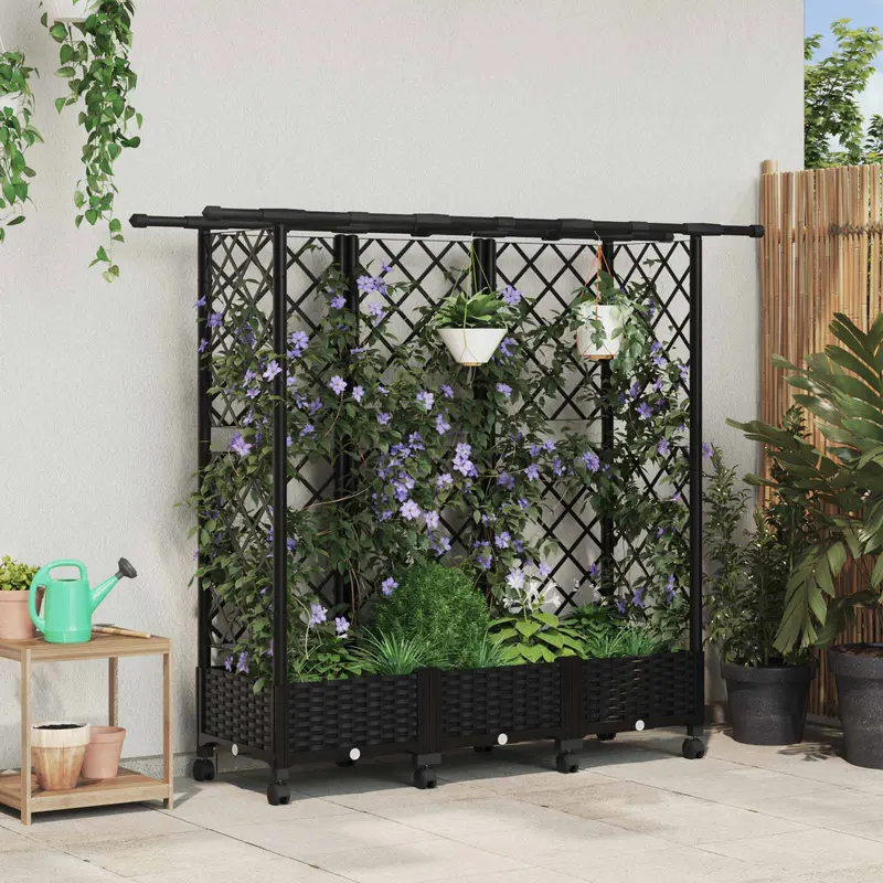 Vidaxl verhoogd bed met trellis en dak zwart 164 x 40 x 127 cm pp