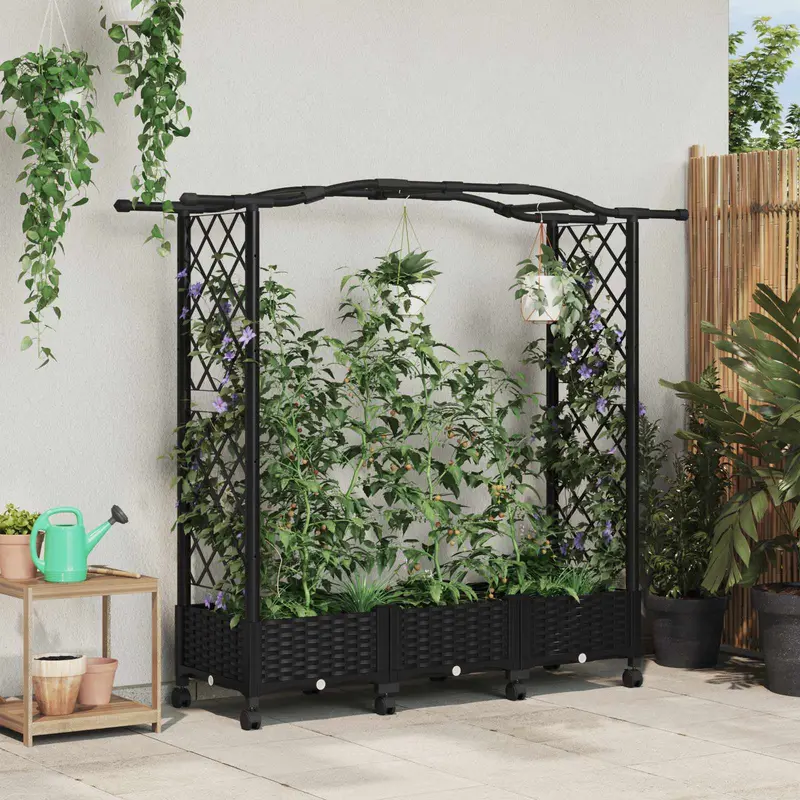 Vidaxl verhoogd bed met trellis en dak zwart 169 x 40 x 129 cm pp