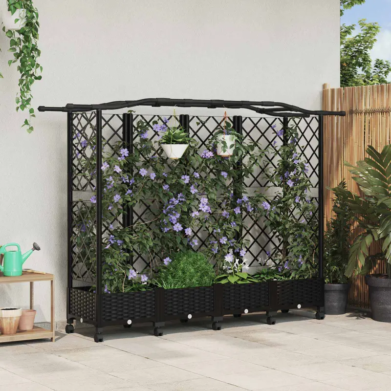 Vidaxl verhoogd bed met trellis en dak zwart 203,5 x 40 x 129 cm pp